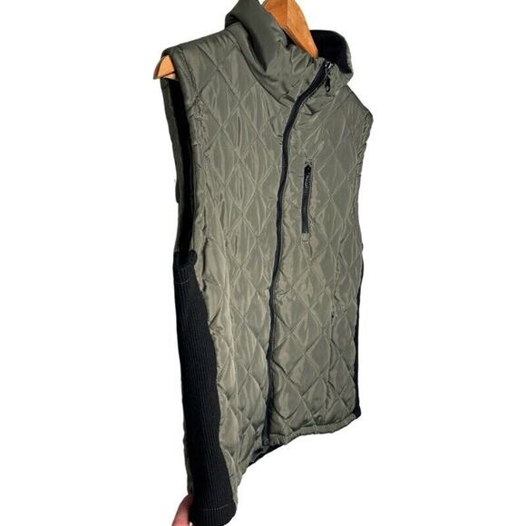 Chebella Quilted Vest Size Large Full Zip Pockets Olive Green Casual Winter - Picture 3 of 11